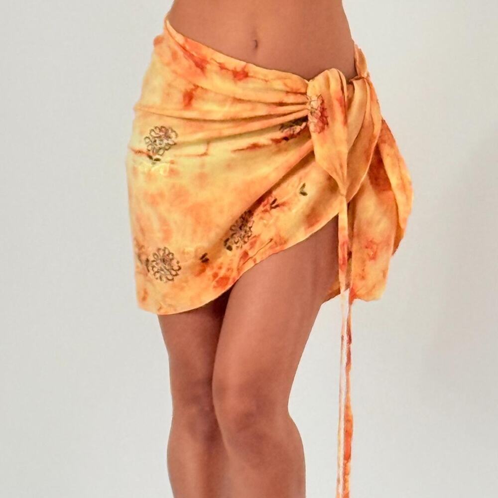 Orange Tie Dye Wrap Skirt